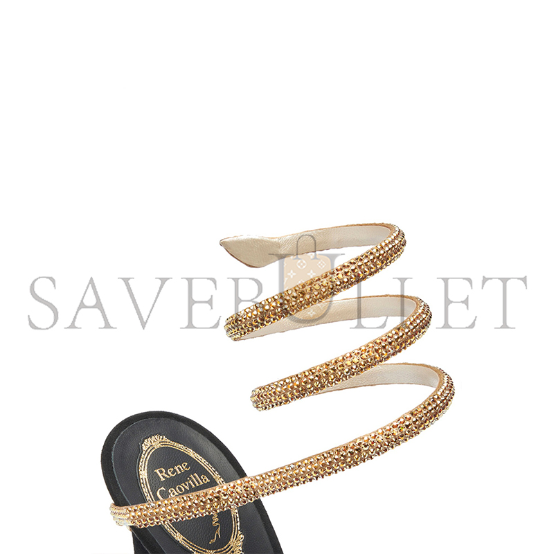 RENE CAOVILLA MARGOT CRYSTAL BLACK-GOLD PLATFORM SANDAL 130 C11339 RENE CAOVILLA MARGOT CRYSTAL BLACK-GOLD PLATFORM SANDAL 130 C11339